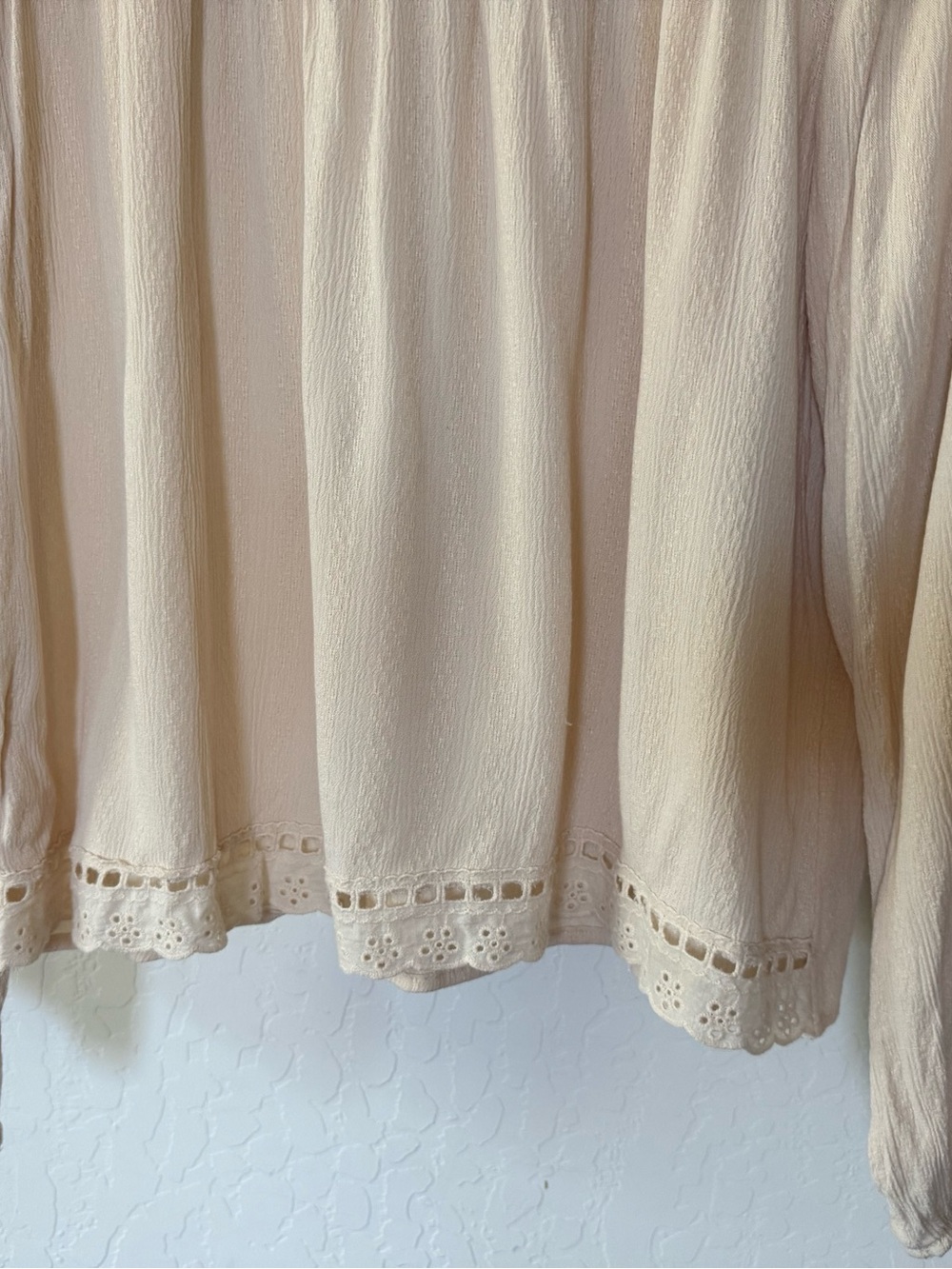 Knox Rose|Boho Cream floral Embroidered Long-Sleeve Peasant Blouse,crotchet••• - Picture 6 of 13